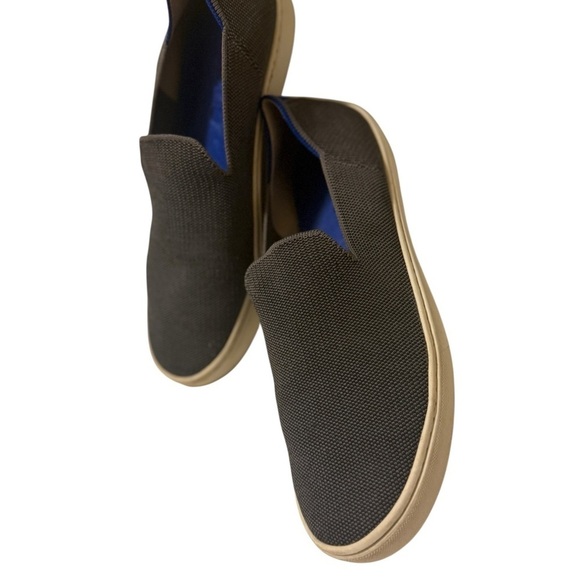 Rothy\'s THE SNEAKER
Recycled Gray Knit Slip On, cream and Blue in the back